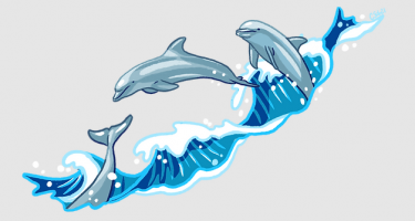 Illustration of dolphins.