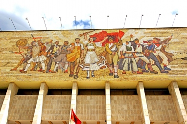 A Communist fresco in Albania.
