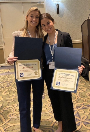 Ainsley Buck and Sophie Hurewitz received the Academic Pediatric Association Region IV Student Award in February 2020 for their project, “Measuring and Addressing Social-emotional Well-being in Early Childhood.”