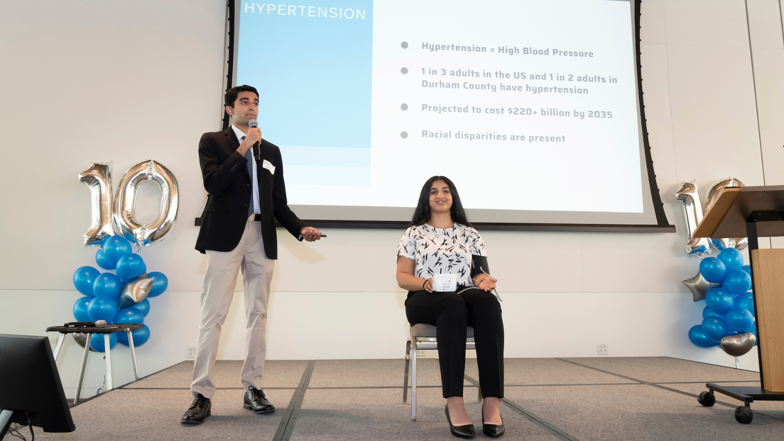 Devan Desai ’23, Anna Tharakan ’25 presented for the Closing the Gap on Health Disparity and Outcomes in Hypertension team.