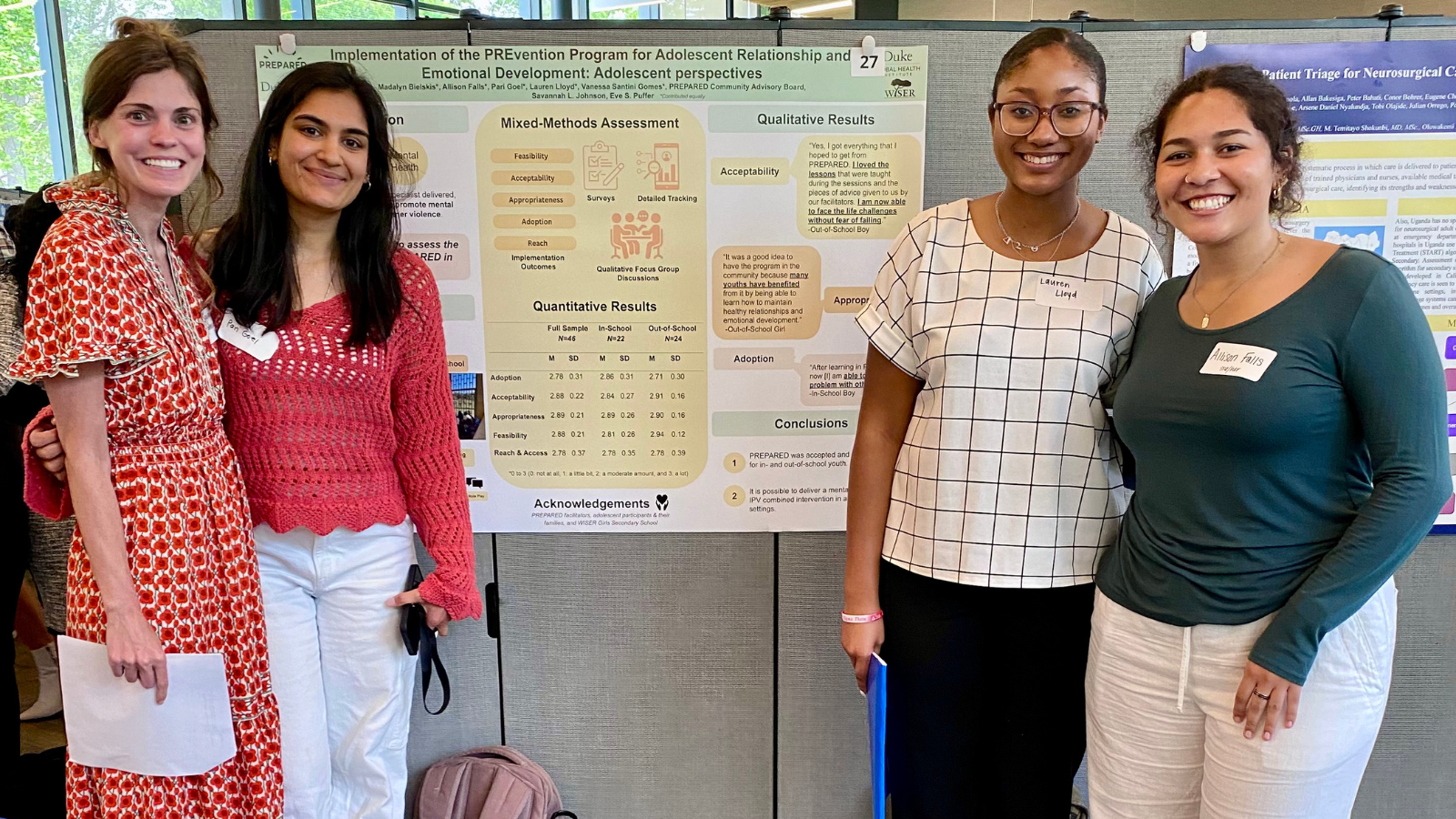 Team members with their research poster at the Bass Connections showcase.