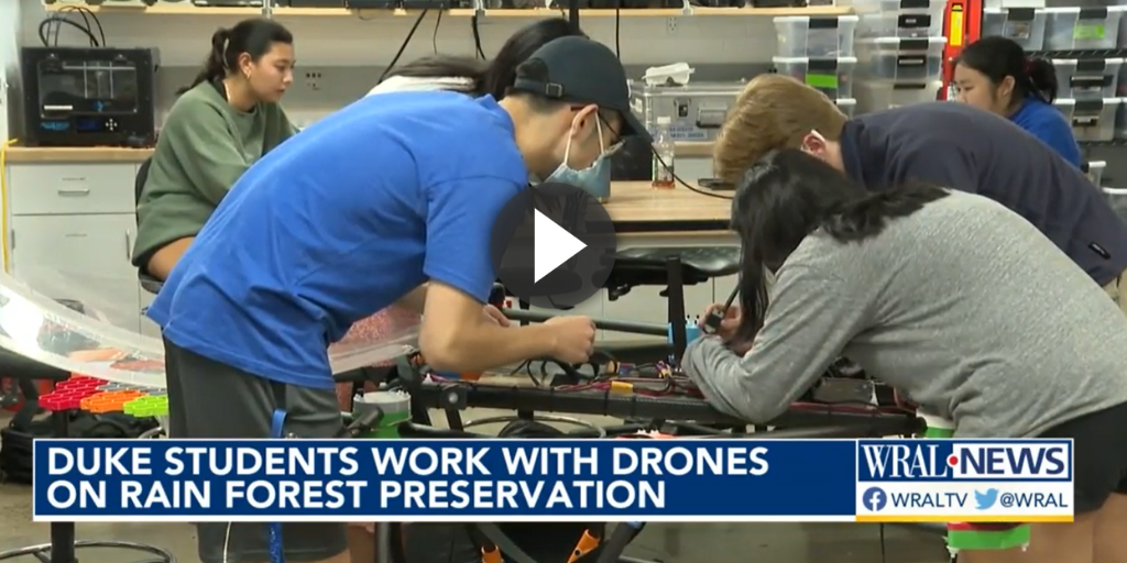 Duke students working on a drone.