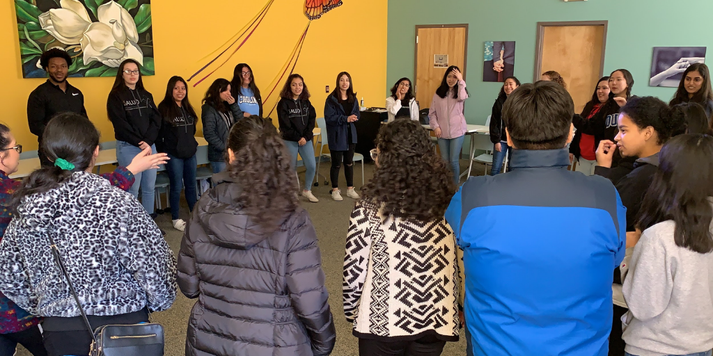 2019-2020 SALUD scholars participate in a bonding activity at El Futuro.