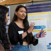 Student shares research at the Bass Connections Showcase.
