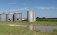 Field and silos.