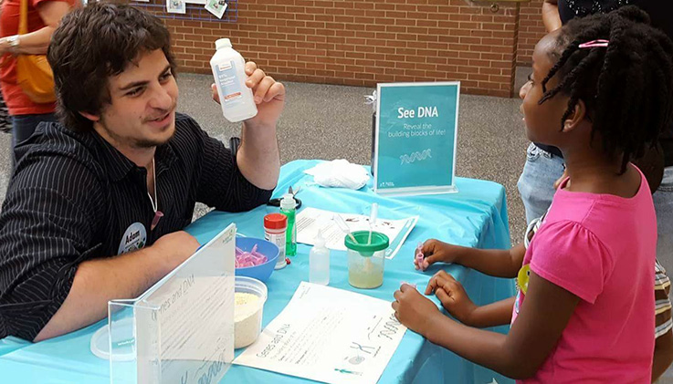 Duke iGEM volunteer at Marbles Kids Museum