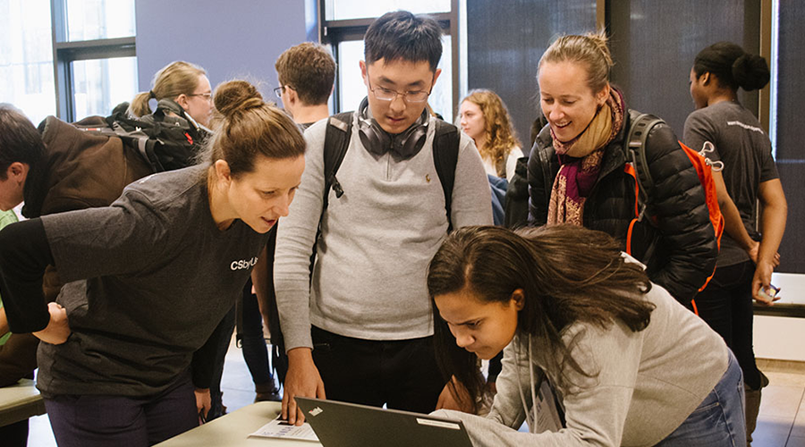 Chernik, left, at the 2018 CSbyUs launch event at Duke. Image courtesy of the Social Science Research Institute.