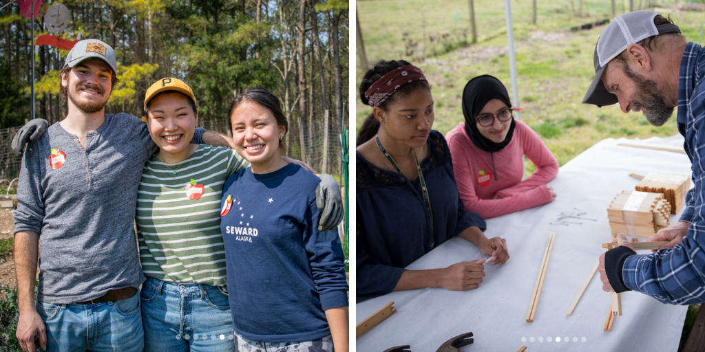 Team members in the Briggs Garden