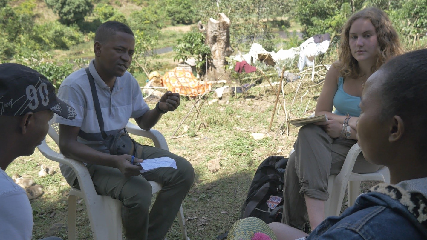 Researcher conducting interview.