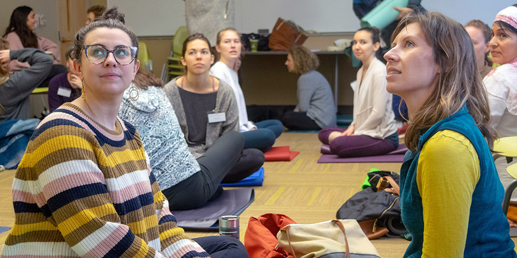 Participants getting to know each other during the “Mantra: Use Your Voice for Healing” workshop.