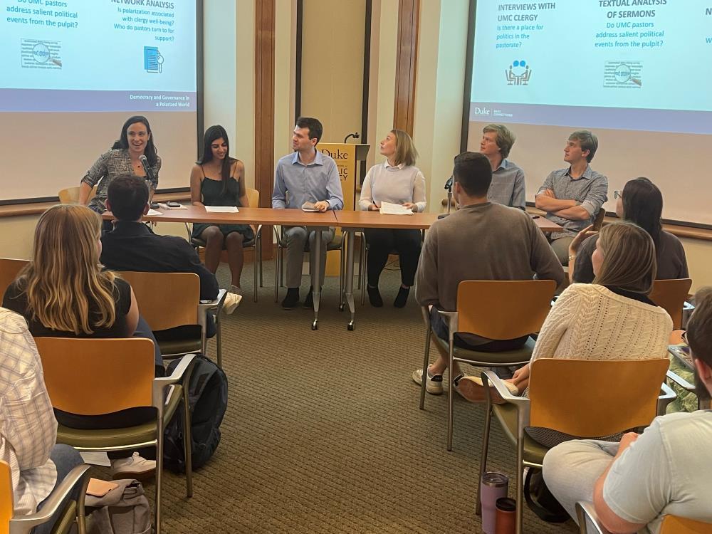 Students on a panel.