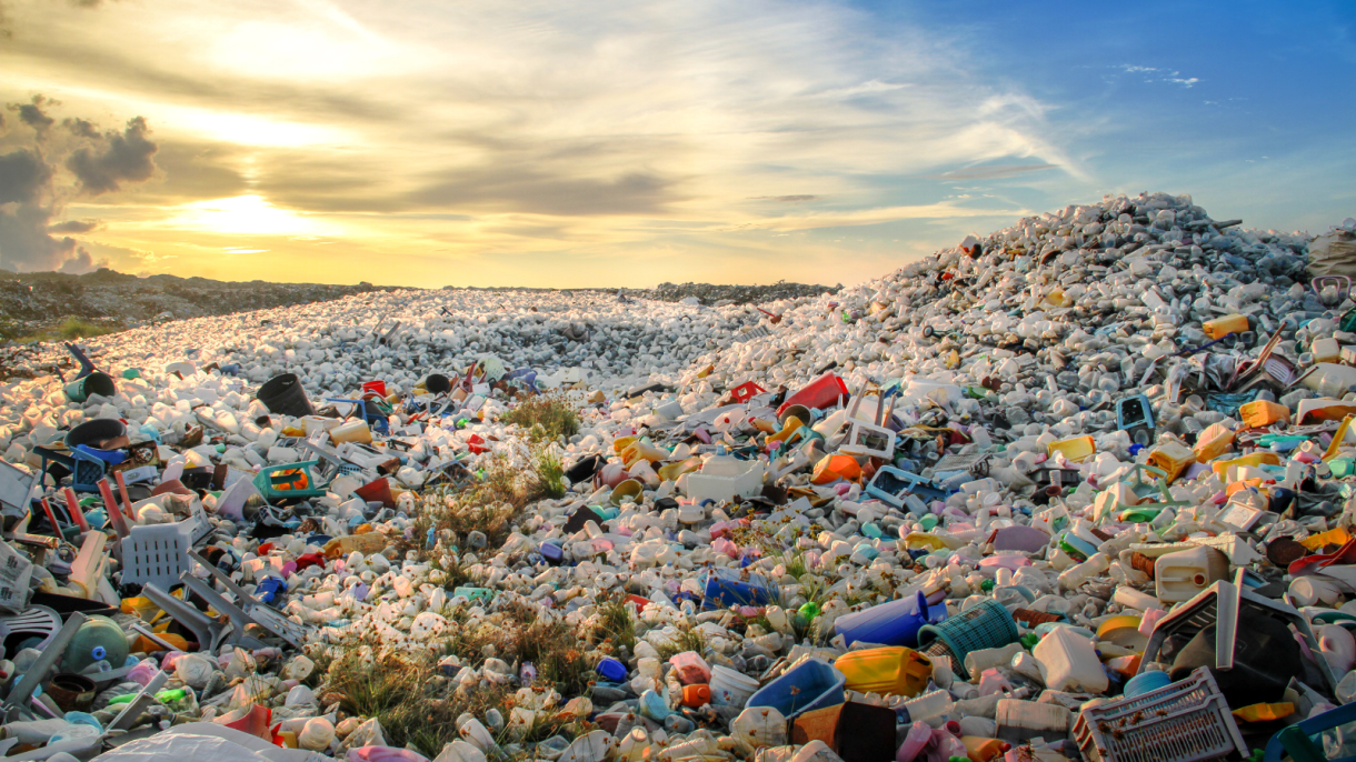 Plastic waste at a landfill.