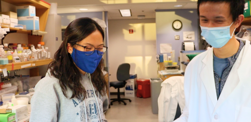 Ella Gunady and Alexander Hong in a lab setting.